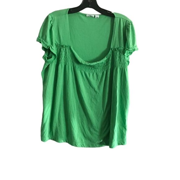 Cato Green Blouse with Puffed Sleeves - Large - Picture 2 of 7